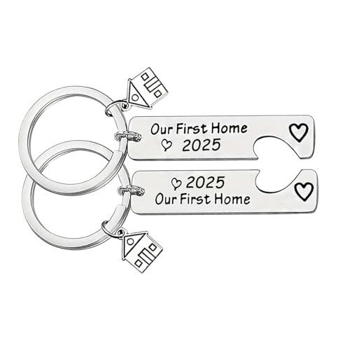 2025ハウスウォーミングステンレス鋼キーチェーンセット新しい住宅所有者と思慮深いギフトのための キーリングペンダント