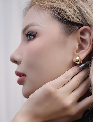 FAN&LOUIS Clip On Earrings,Gold Silver Chunky Gold Small Huggie Hoops Clip-On Earrings for Women Trendy Non-Pierced Ears Lightweight Teen 20262
