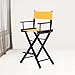TYz Chaise De Directeur - Chaise De Maquilleur en Bois Massif Chaise Pliante D'extérieur, Chaise De Bar À Hauteur De Barre, Chaise Haute De Camping Portable (Color : Yellow, Size : 1PACK)