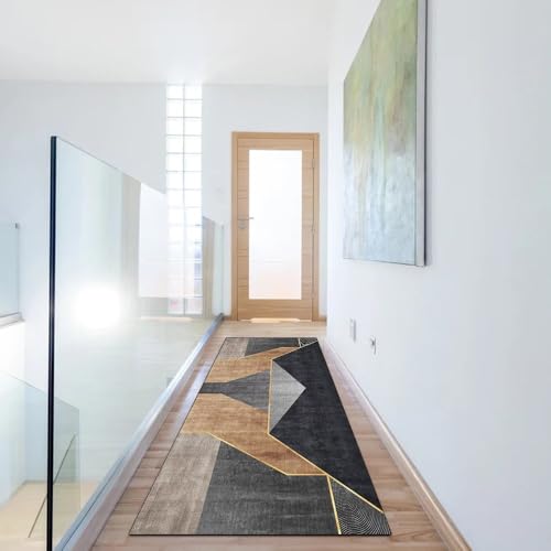 Tapis de cuisine noir marron 90x800 cm antidérapant patchwork - 6