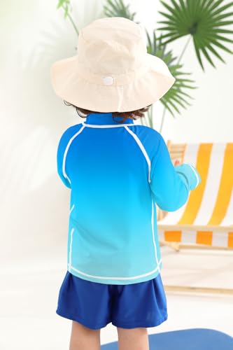 Image of BesserBay Baby Toddler Kids Rashguard Top UPF 50+ Long Sleeve Swim Shirt Zip Up Thumb Holes UV Jacket 12 Months-6 Years