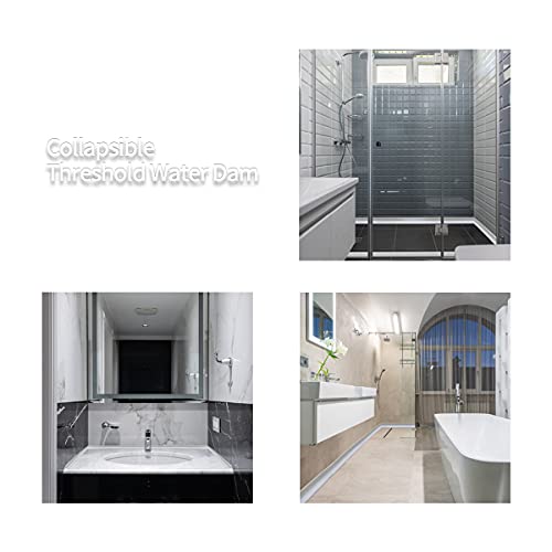 39 Inches Water Barrier For Sink, Shower Threshold Water Dam Barrier, Silicone Water-Blocking Self-Adhesive Shower Splash Guards For Bathtub Sink, Bathroom, Countertop #TOP6