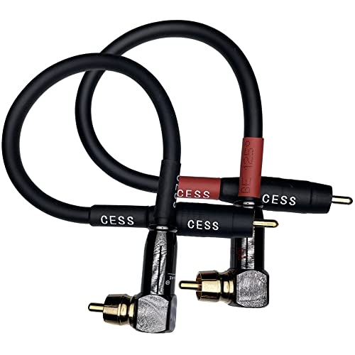 Image of CNCESS CESS-167-6i RCA Right Angle to Straight Type Male to Male Preamp Jumpers Patch Cable, 2 Pack (6 Inches)
