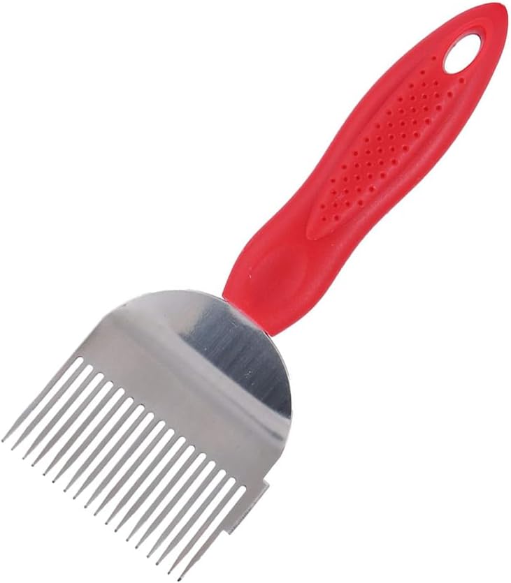 Bee Uncapping Fork, Red Needle-cut Honey Knife Stainless Steel Tines Beekeeping Tools for Beekeeper