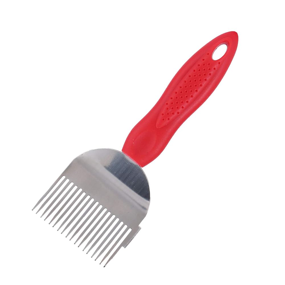 Bee Uncapping Fork, Red Needle-cut Honey Knife Stainless Steel Tines Beekeeping Tools for Beekeeper