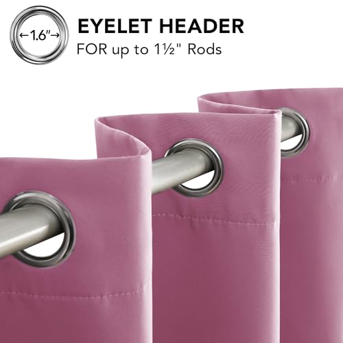 Deconovo Blackout Curtains for Bedroom Kids Thermal Insulated Eyelet Blackout Curtains Nursery Pink 46x84 Inch 2 Panels - Image 6
