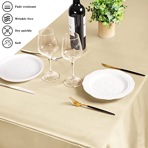 Mceast 2 Packs Satin Tablecloth 102 X 58 Inches Rectangular Table Overlay Cover Bright Silk Tablecloth Smooth Fabric Table Decor For Wedding Banquet Table Decoration (Champagne) #TOP3
