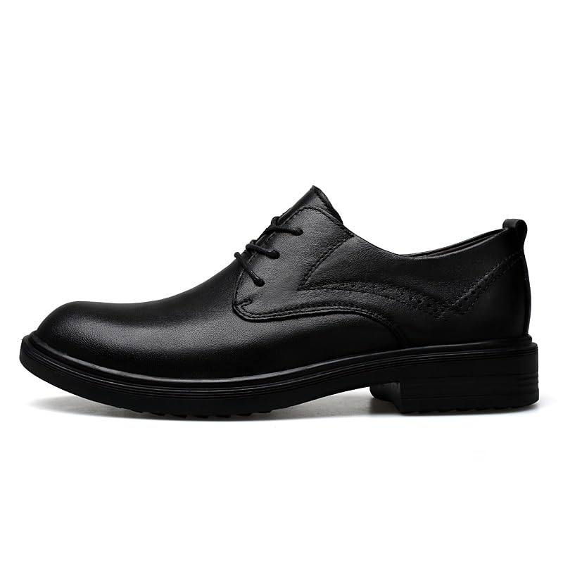 Dress Shoes for Men Lace Up Round Toe PU Leather Derby Shoes Rubber Sole Anti-Slip Slip Resistant Block Heel Low Top Business3