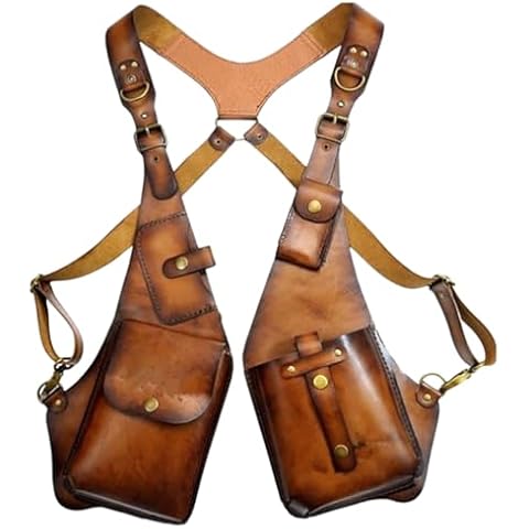 Retro Anti-Theft Harness Bag, Punk Style Anti-Theft Harness Wallet, Vintage Medieval Harness Wallet, Adjustable PU Leather Strap Wallet (Coffee) Cover