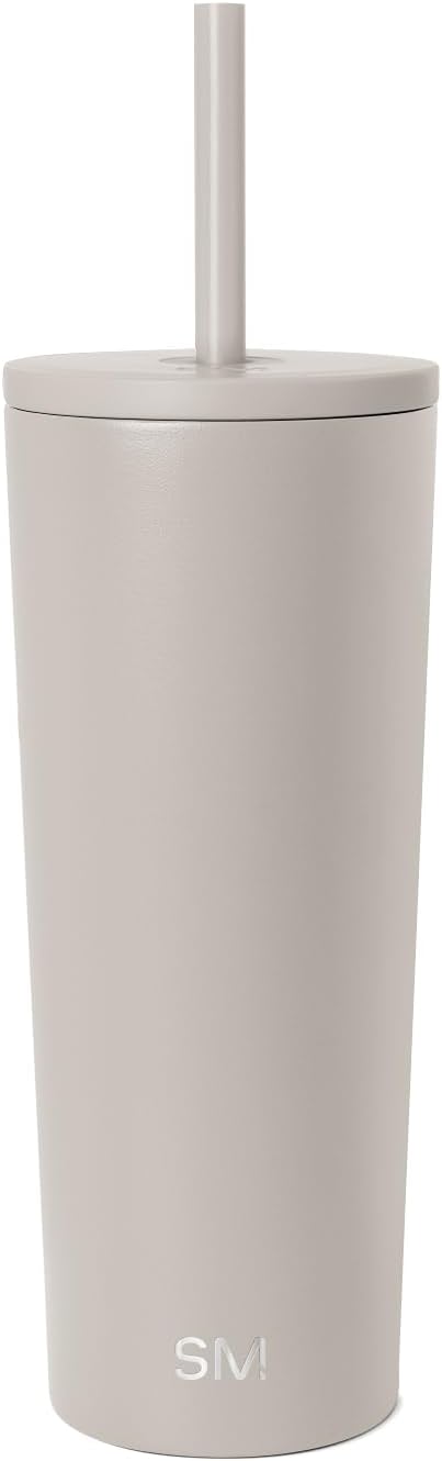 Simple Modern Insulated Tumbler with Lid and Straw | Iced Coffee Cup Reusable Stainless Steel Water Bottle Travel Mug | Gifts for Women Men Her Him | Classic Collection | 710ml | Almond Birch