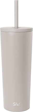 Simple Modern — Gobelet isolant 24oz avec paille et couvercle, inox réutilisable (Classic Collection, Almond Birch)