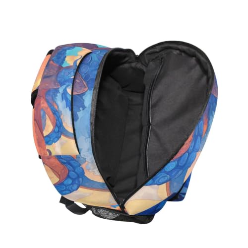Sac à dos école octopus bleu vagues filles garçons solide