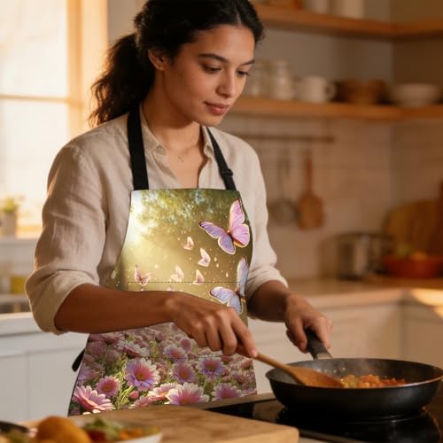 Image of Nuxovilar Decorative Kitchen Apron, 26.77x30.70 Inch Polyester Cooking Wearable Cover