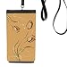 Tulip Hand Painted Flower Phone Wallet Purse Hanging Mobile Pouch Black Pocket