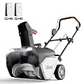 Litheli 2X20V Cordless Snow Blower, 20 Inch Snow Thrower with 4.0Ah Battery, Electric Snow Blowers with LED Spotlight and Brushless Motor for Walkways and Driveways