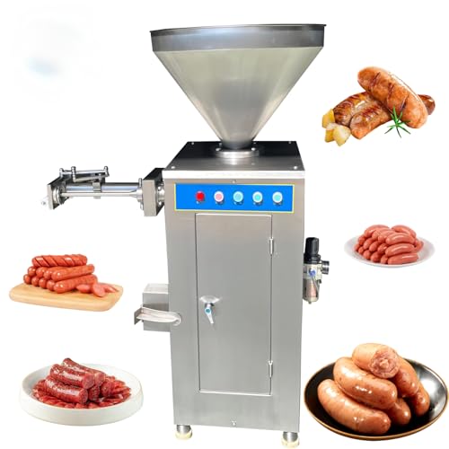 Industrial Sausage Stuffer, Fully Automatic Stainless Steel Commercial Large-Capacity Equipment, efficiently Mass-Produces German Sausages, Chorizo, and Salami.