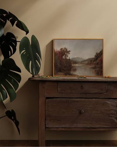 Image of ARPEOTCY Vintage Framed Canvas Wall Art, Fall Natural Scenery Wall Decor for Living Room, 12x16 inch, Vintage Landscape Paintings for Bedroom, Rustic Farmhouse Framed Art Prints, for Office