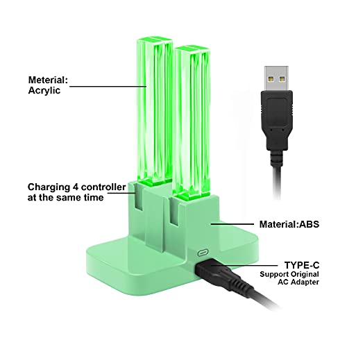 Image of FASTSNAIL Switch Controller Charger for Nintendo Switch for JoyCons - Green | 4-in-1 Switch Controllers Charging Dock Station, Fast Charger Stand for Joycon 1 Accessories, LED Indicator, Charging Cable