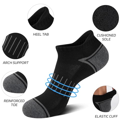 Heatuff 12 Pairs Men's Ankle Running Socks Cushioned Low Cut Athletic Sports Casual Tab Socks2