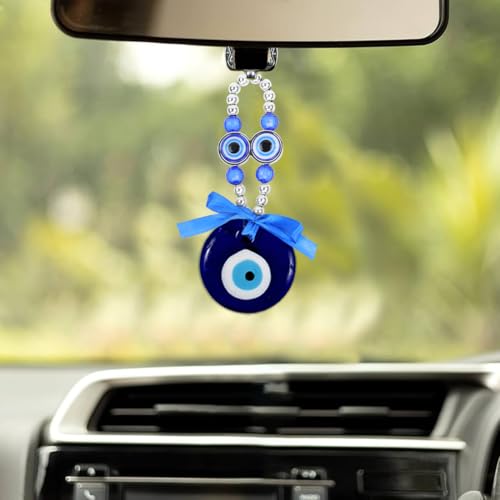 Image of PACKNBUY Turkish Evil Eye Nazar Battu Hanging for Home Entrance Main Door Good Luck Decor Feng Shui Protection Charm Positive Energy Vastu Wall Hanging for Office Shop Car Mirror
