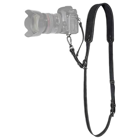 Padwa Lifestyle Frosted Black Single Camera Harness Strap for One Camera - Professional Single Full Grain Leather Camera Harness,Quick Release Gear DSLR Camera Straps for Photographers Cover