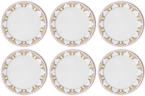 American Atelier Bargello 10-inch Holiday Plates (Set of 6) - Mistletoe & Holly Berry Ceramic Plates, Holiday Themed Dinnerware - Dishwasher & Microwave Safe Decorative Holiday Plates American Atelier Bargello 10-inch Holiday Plates (Set of 6) - Mistletoe & Holly Berry Ceramic Plates, Holiday Themed Dinnerware - Dishwasher & Microwave Safe Decorative Holiday Plates