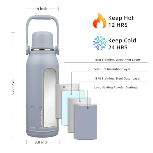 Image of BJPKPK Stainless Steel Insulated Bottle with Handle & Strap, 50oz