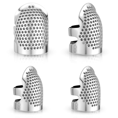 Apausvcm 4 Stück Fingerhut,Nähen Fingerhut,Verstellbarer Handgefertigter Fingerhut zum Nähen,Nähen Fingerschutz aus Metall,Sewing Thimble Ring zum Sticken Basteln Handnähen DIY-Nähwerkzeuge