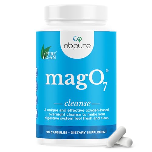 nbpure MagO7 - Natural Colon Cleanse & Detox | Occasional Constipation Relief, Stool Softening, & Bloating Support for Men & Women | Ozonated Magnesium Oxide, 90 Capsules