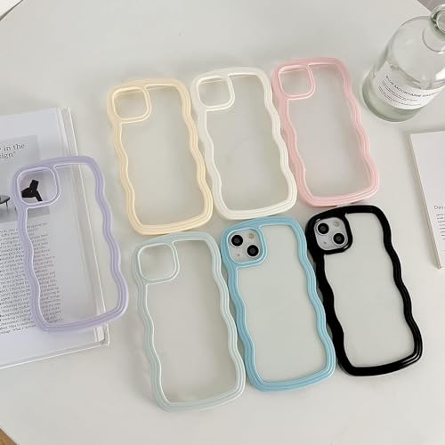 Image of COVERLY for iPhone 15 Pro Max Case Transparent Curly Wave TPU Cover,Cute Crystal Clear Curve Edge Slim Fit Stylish, Korean Soft Pretty Bumper Aesthetic Cover for Apple iPhone 15 Pro Max (Mist Black)