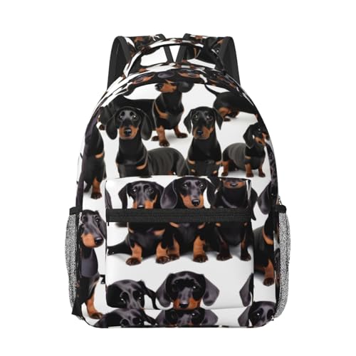 Sac à dos pour ordinateur portable imprimé teckel résistant pour éviter les chocs en voyage