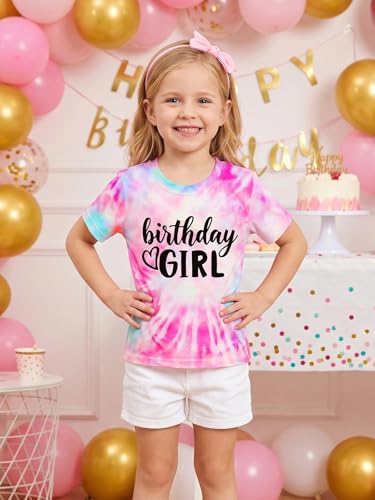 Image of YHHR Birthday Girl Shirt Tie Dye Girls Birthday Shirts 7-14 Year Kids Tops | Girls Birthday T Shirt, Cute B-Day Gifts Party Tops ,Birthday Outfits ,Letter Print Tees ,Graphic Short Sleeve Tee Tops