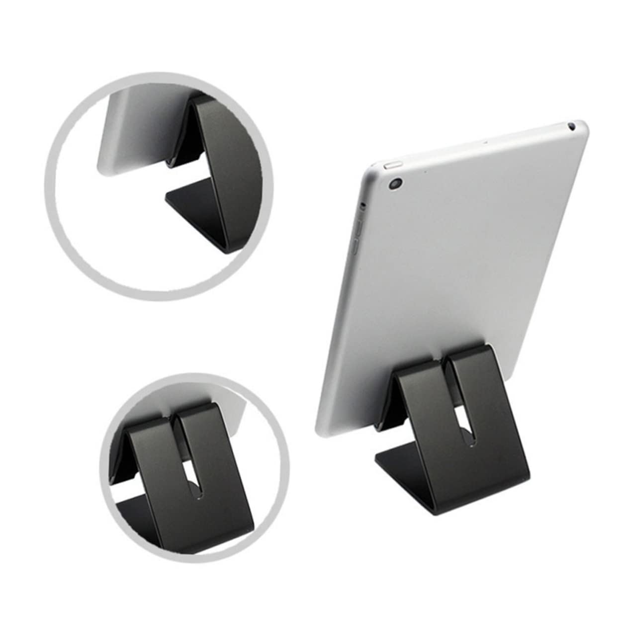 NUOBESTY Ergonomic Aluminium Phone and Tablet Stand Holder Design Compatible Anti-Slip Ventilated for Desk Use Black Finish