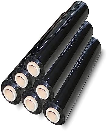 G4Goods® 6 Rolls Strong Durable Black Pallet Wrap 400mm x 150m x 20mu | Tear-Resistant Stretch Shrink Film | Water & Moisture Proof | High-Quality & Easy-to-Use