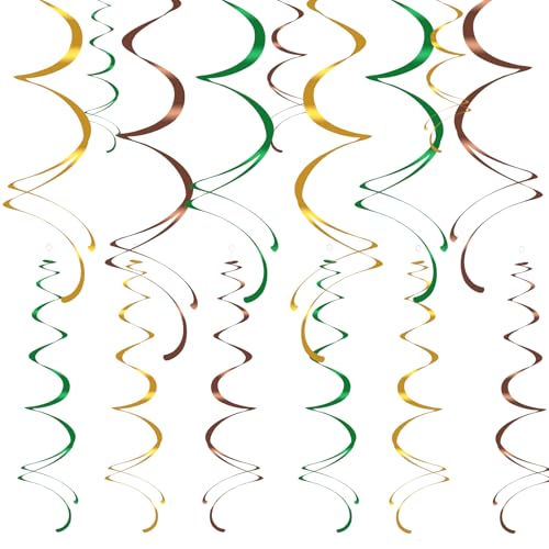 Image of Colorful Ceiling Swirl Foil Decorations Football Hanging Plastic Streamer Themed Swirl Party for Football Party Touchdown Sports Graduation, Pack of 28