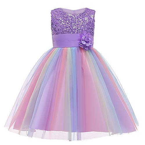 Robe fleur arc-en-ciel sans manches avec jupon en tulle fluide