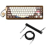 XVX MU68 FujiWave Theme Mechanical Tri-Mode Keyboard w/Pro V2 Aviator Coiled USB‑C Cable with Metal Cable Organizer