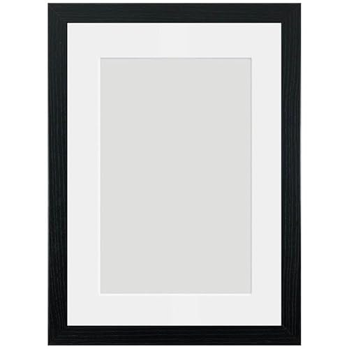 Alison Kingsgate Black A3 Frame With Mount For A4 Size (21 x 29.7cm) - Modern Design Black A3 Picture Frame With Mount with Safe Perspex Front & Wall Hanging Hooks - British Handmade Frames