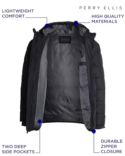 Perry Ellis Men's Hooded Puffer Jacket - Insulated Quilted Winter Coat - Weather Resistant Men's Bubble Jacket (Sizes: S-XXL)2