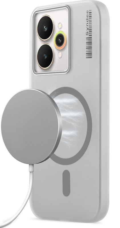 Mr. Case Back Cover for Realme 15 5G Elegant Frosted White Translucent Back Only Compatible with Wireless Magnetic Accessories | Anti-Scratch Shockproof Phone Case – Grey