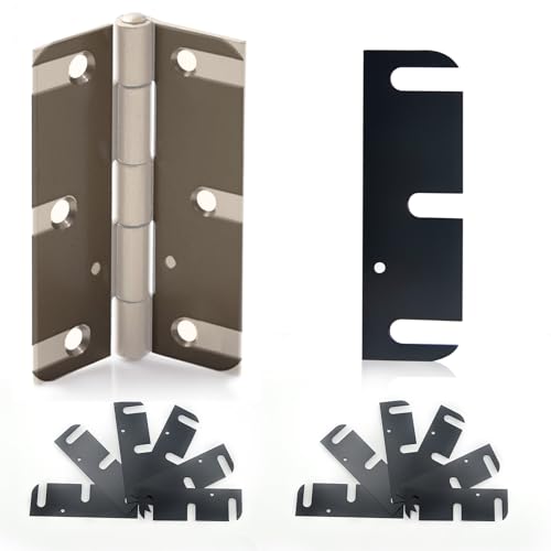 Image of Heavy Duty Door Hinge Shims 12 Pack (C-Shape Slot with Offset Screw Layout), High-Strength Metal Shims with Anti-Corrosion Coating for Door Alignment & Repair, Residential & Commercial Use (3.5 Inch)