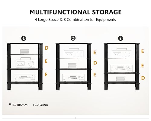 FITUEYES 4-Tier Media Stand Audio/Video Component Cabinet with Glass Shelf for/Apple Tv/Xbox One/ps4 AS406002GB - Image 4