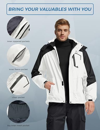 Image of Wantdo Men's Mountain Waterproof Ski Jacket Windproof Rain Jacket Winter Warm Hooded Coat