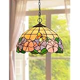 ペンダント照明 (E26x1電球) 幅12インチ ステンドグラスデスク ホームインテリアライト 胡蝶蘭デザイン ランプシェード HT-ティファニーライト 寝室 キッチン オフィス コーヒー ドレッサー サウンドバー ナイトスタンド
