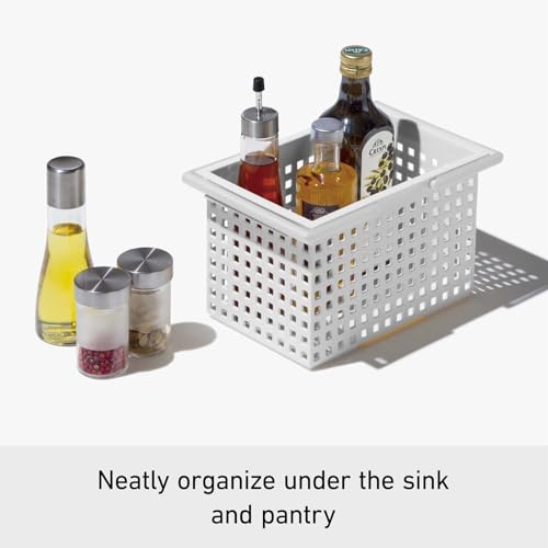 Panier de rangement empilable Like-It Tote M gris pour placards encombrés