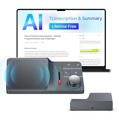 HiDock H1 Lite AI Conference Speakerphone Work with Bluetooth Earphones AI Audio Companion for Mac mini Noise-Canceling Mics AI Transcription & Summary Home Office AI Voice Recorder