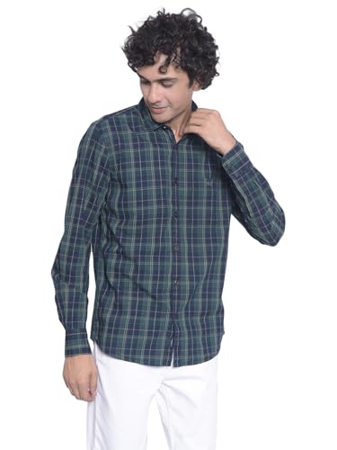 Image of Crimsoune Club Men's Navy Blue Checked Shirt