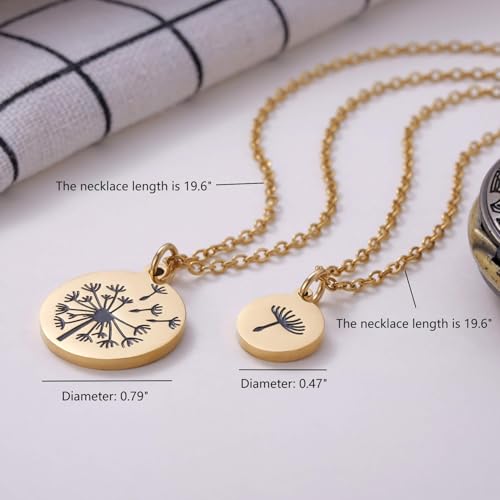 Kvekstio Mother Daughter Gift - Set of 2 Dandelion Necklace Jewelry, Mom Daughter Relationship Dandelion Charm Necklace Gift3