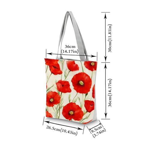 Bolso Tote con Estampado de Amapolas Rojas para Mujer miniatura 4