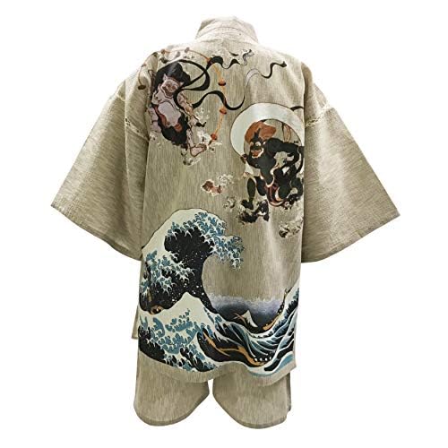 Edoten Original　Japanese pattern Cotton100% Jinbei　beige white2